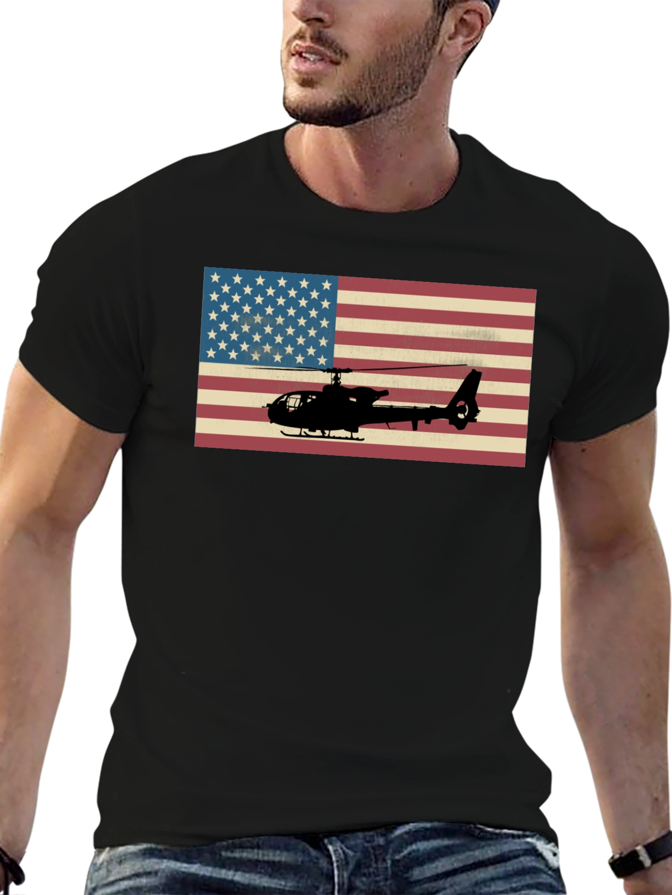 American Flag Helicopter Graphic Tee