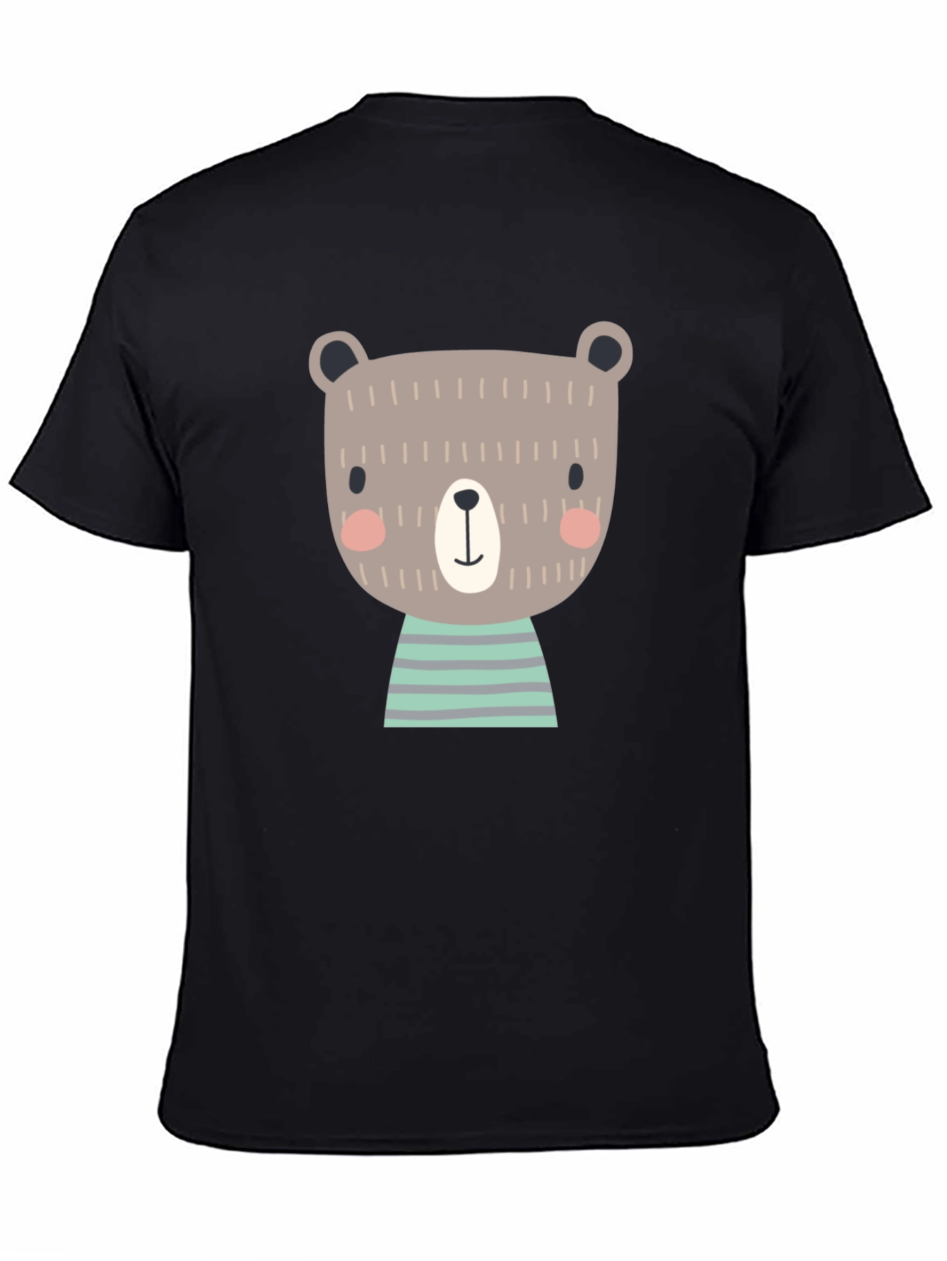 Cute Bear Graphic Print Black T-Shirt