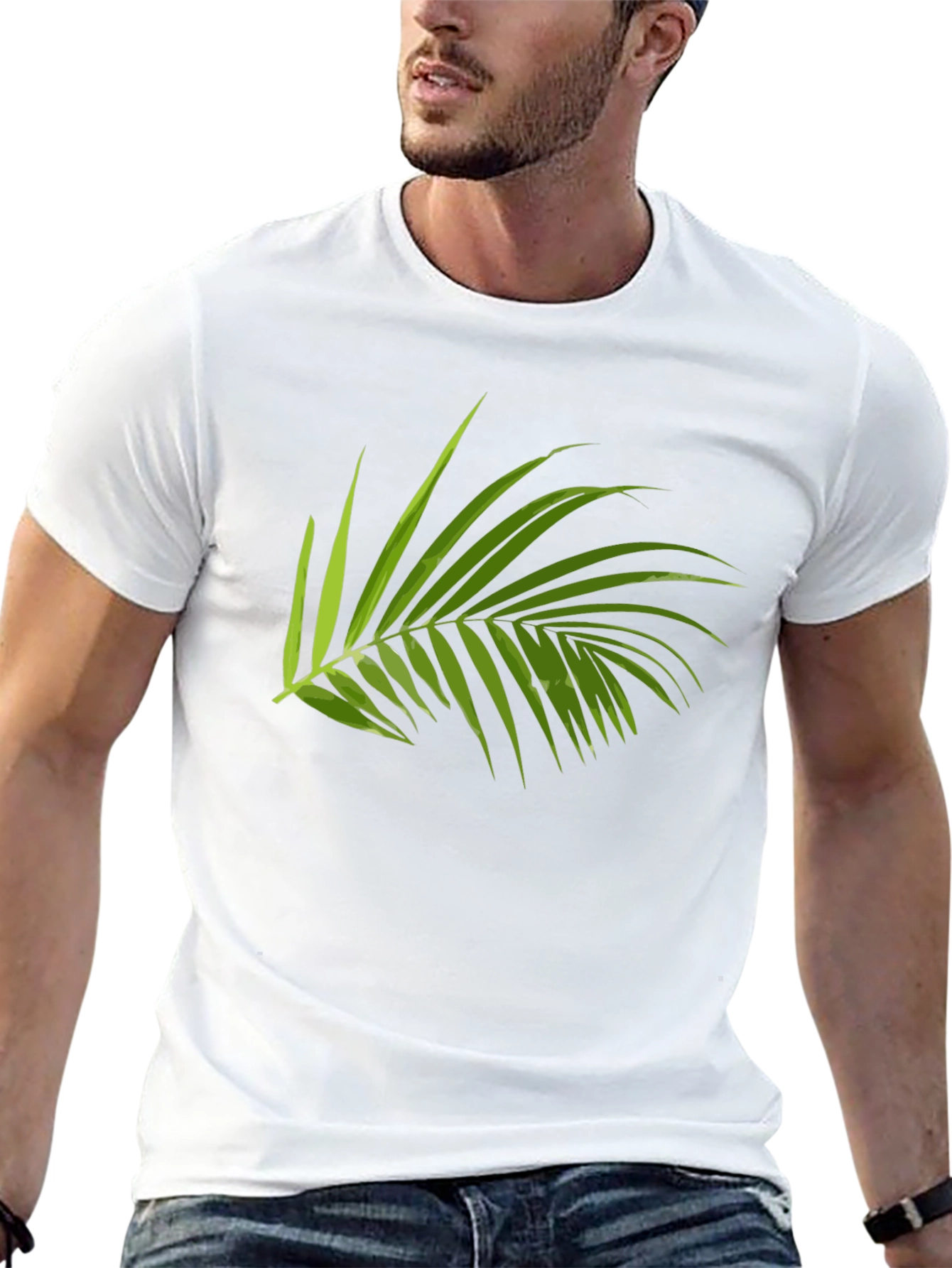 Tropical Palm Leaf Graphic T-Shirt - Casual Style