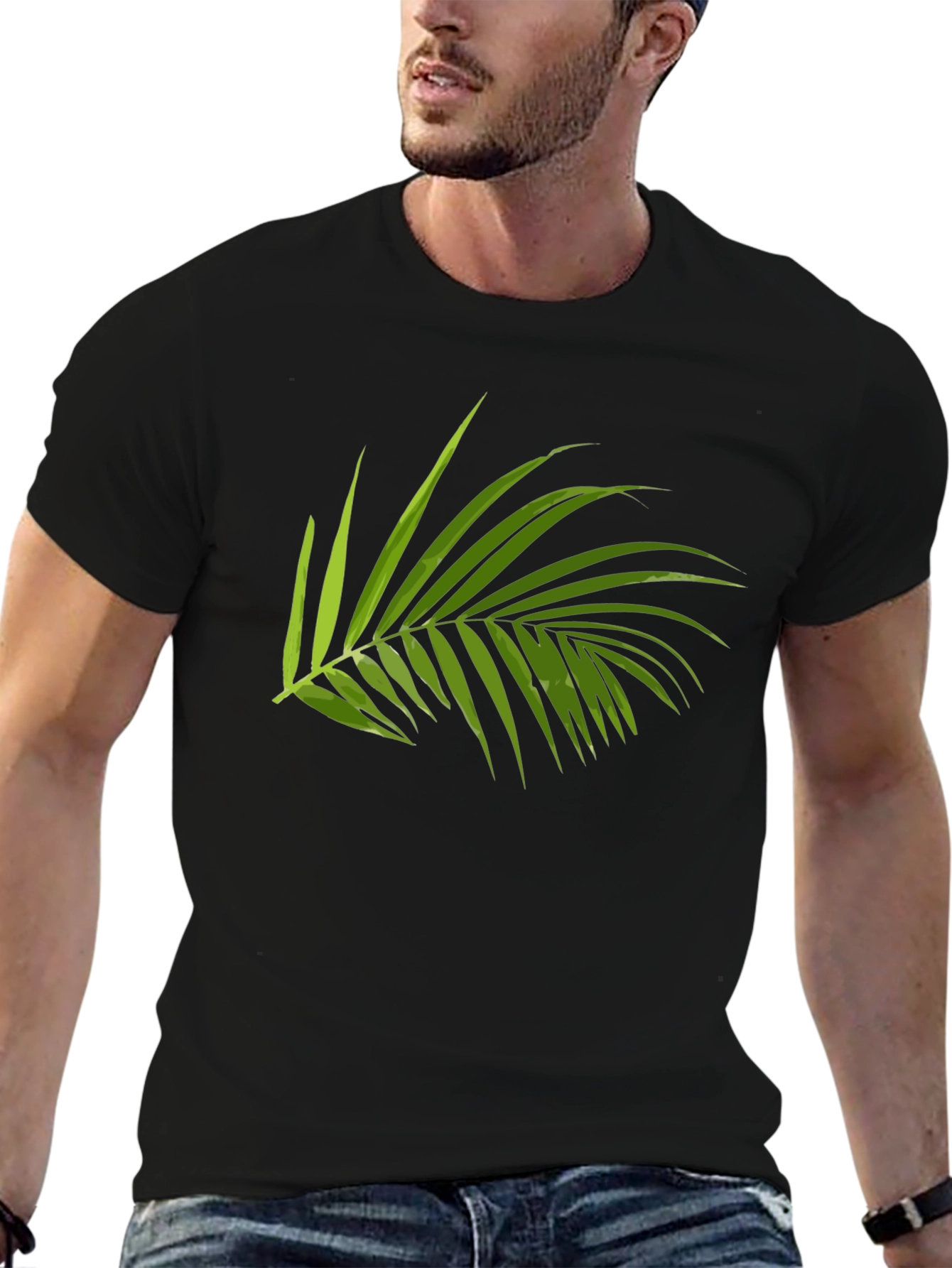 Tropical Palm Leaf Graphic T-Shirt - Casual Style