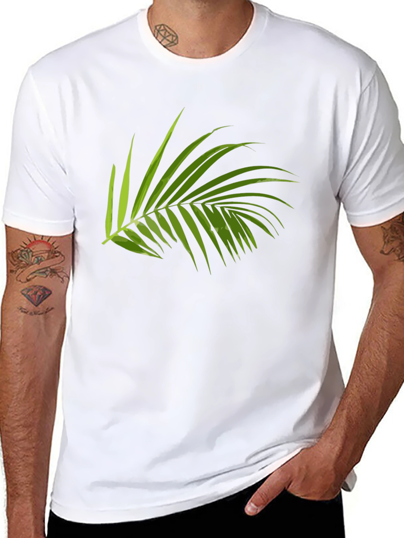 Tropical Palm Leaf Graphic T-Shirt - Casual Style
