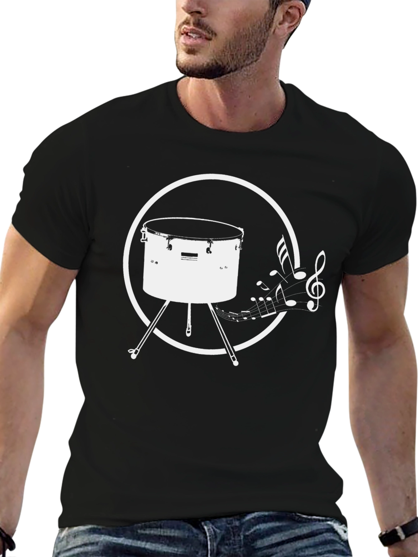 Drum & Music Notes Graphic T-Shirt