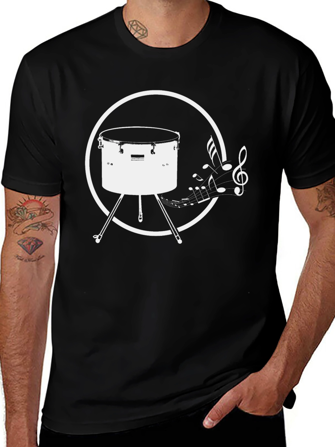 Drum & Music Notes Graphic T-Shirt