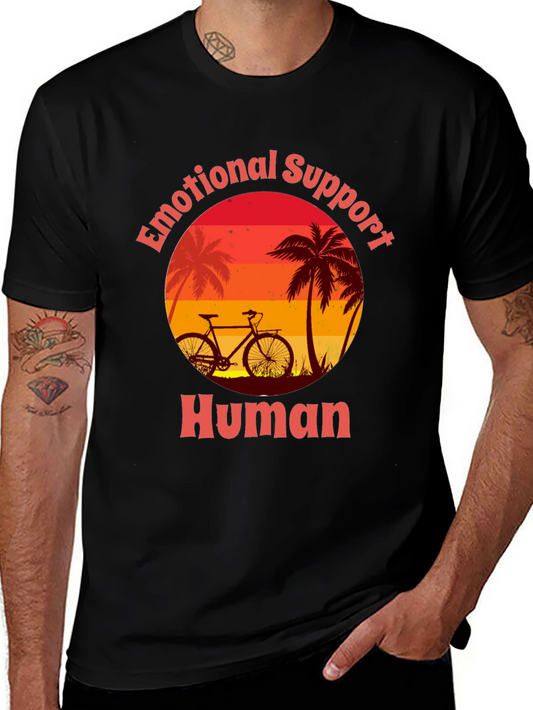 Emotional Support Human T-Shirt - Bicycle & Palm Trees