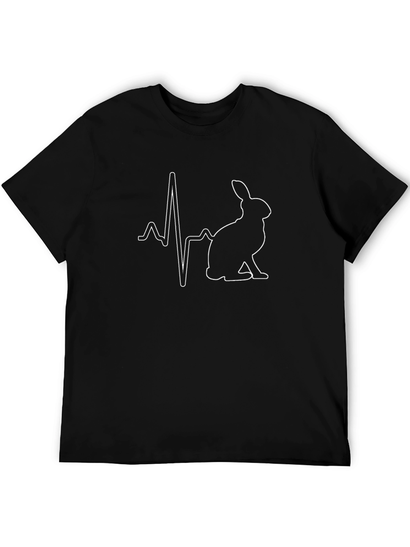Rabbit Heartbeat Graphic T-Shirt - Black