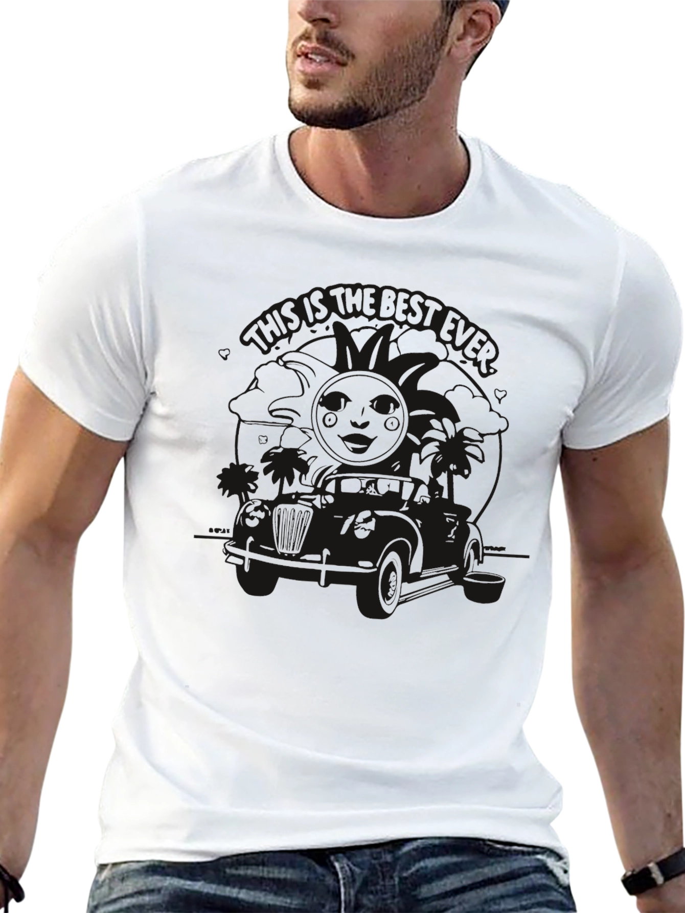 Mens Black Graphic Print T-Shirt