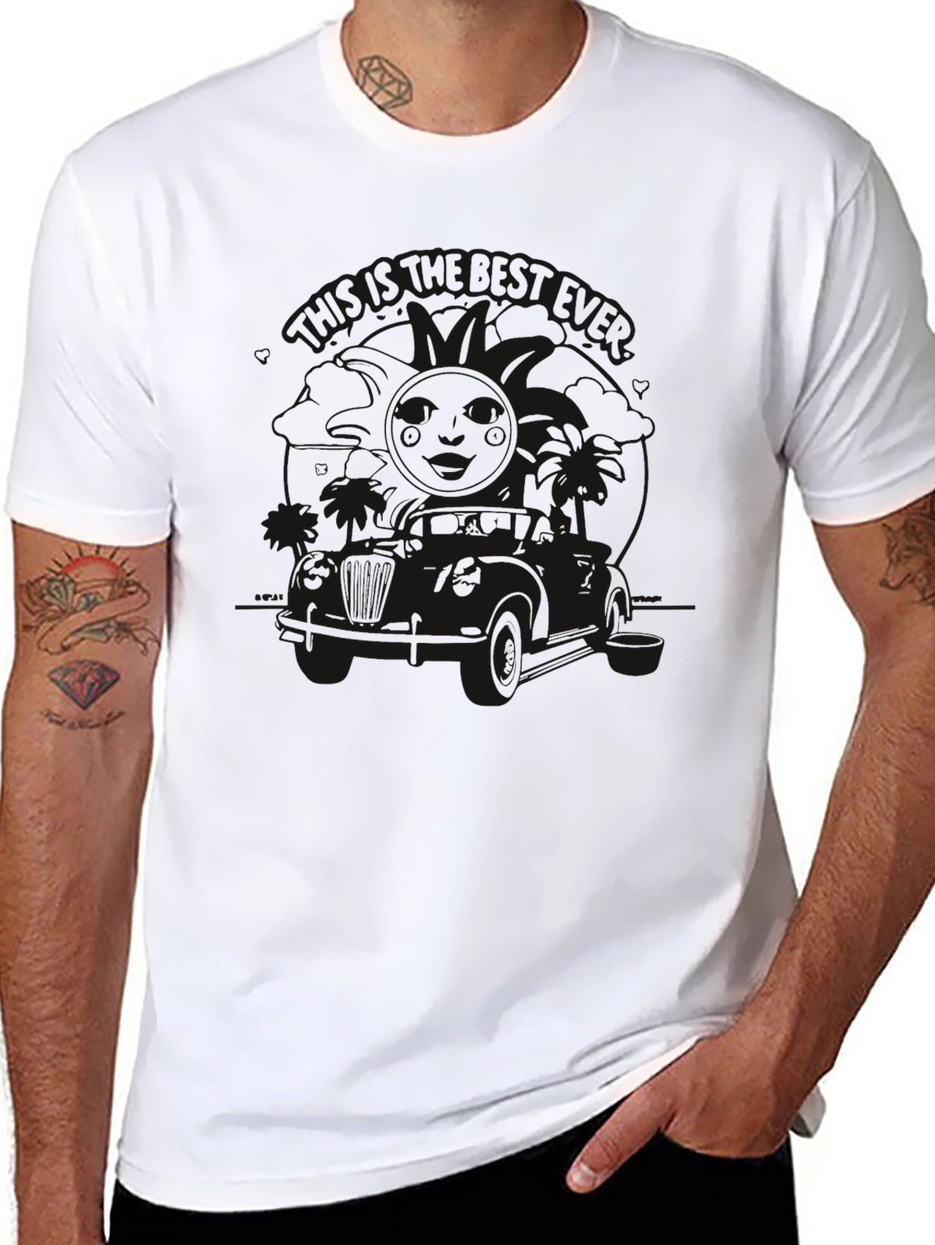 Mens Black Graphic Print T-Shirt