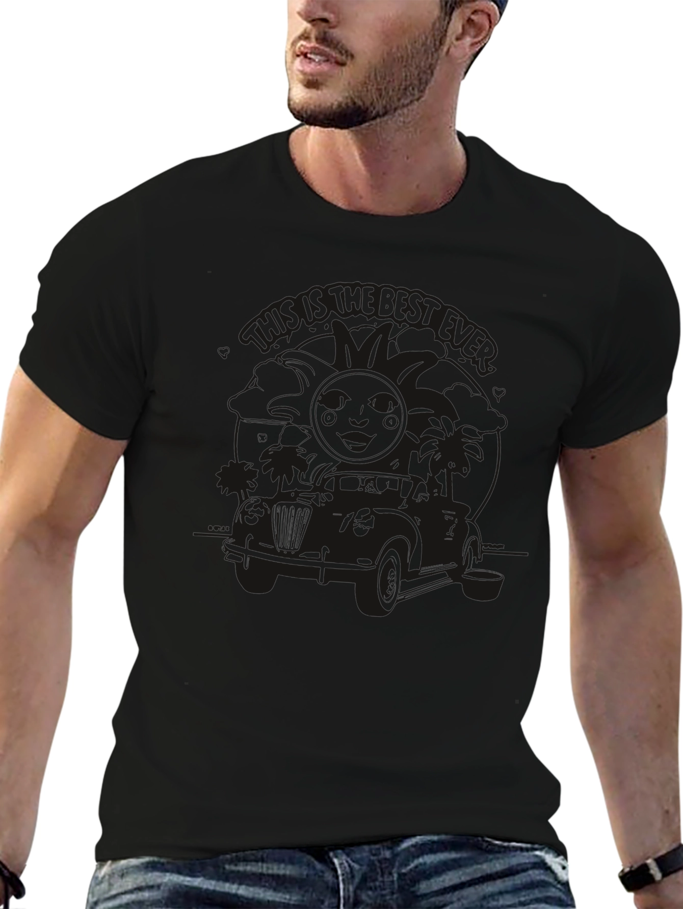 Mens Black Graphic Print T-Shirt