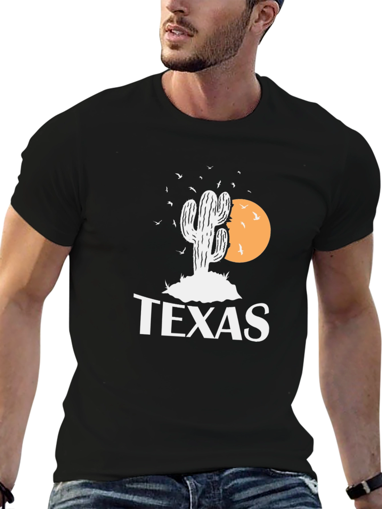 Texas Cactus Graphic T-Shirt - Mens Black Tee