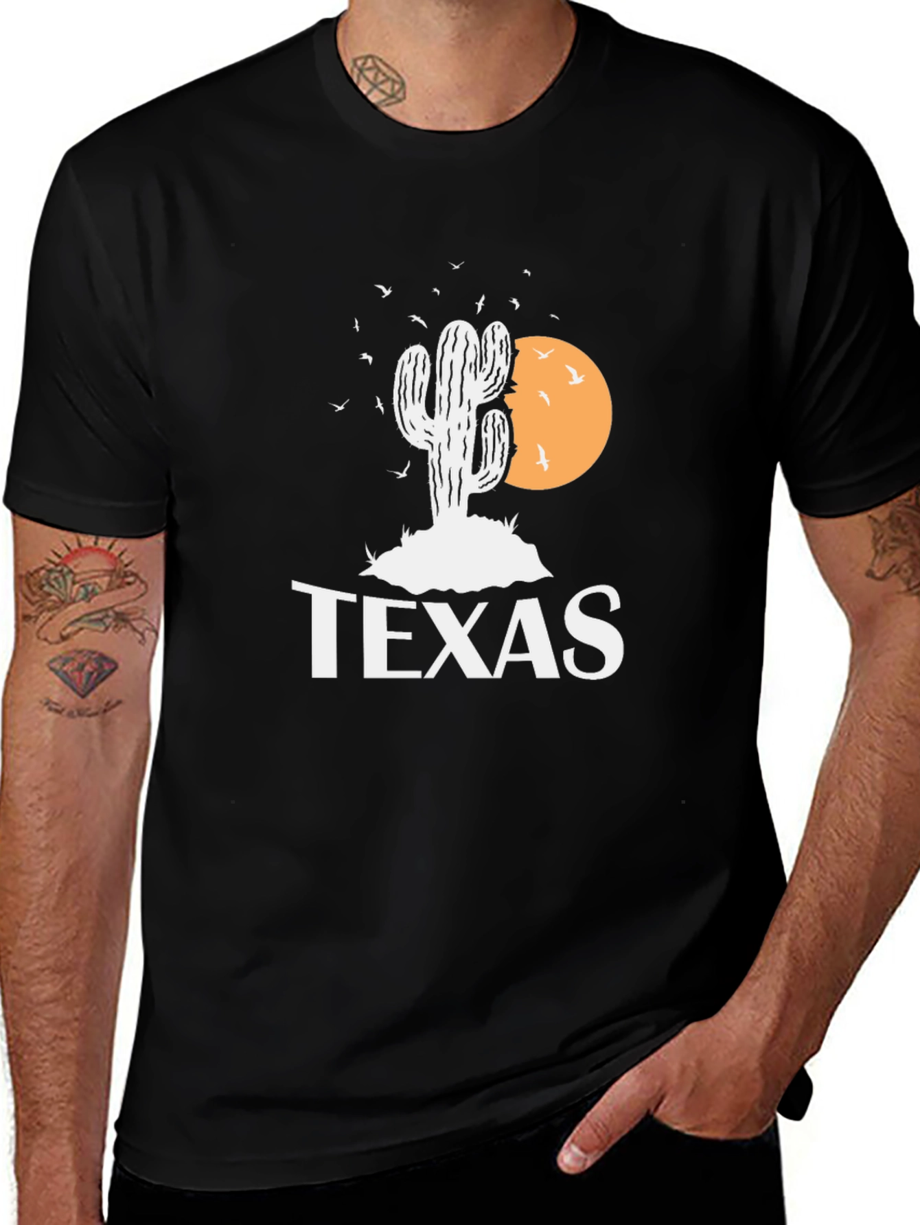 Texas Cactus Graphic T-Shirt - Mens Black Tee