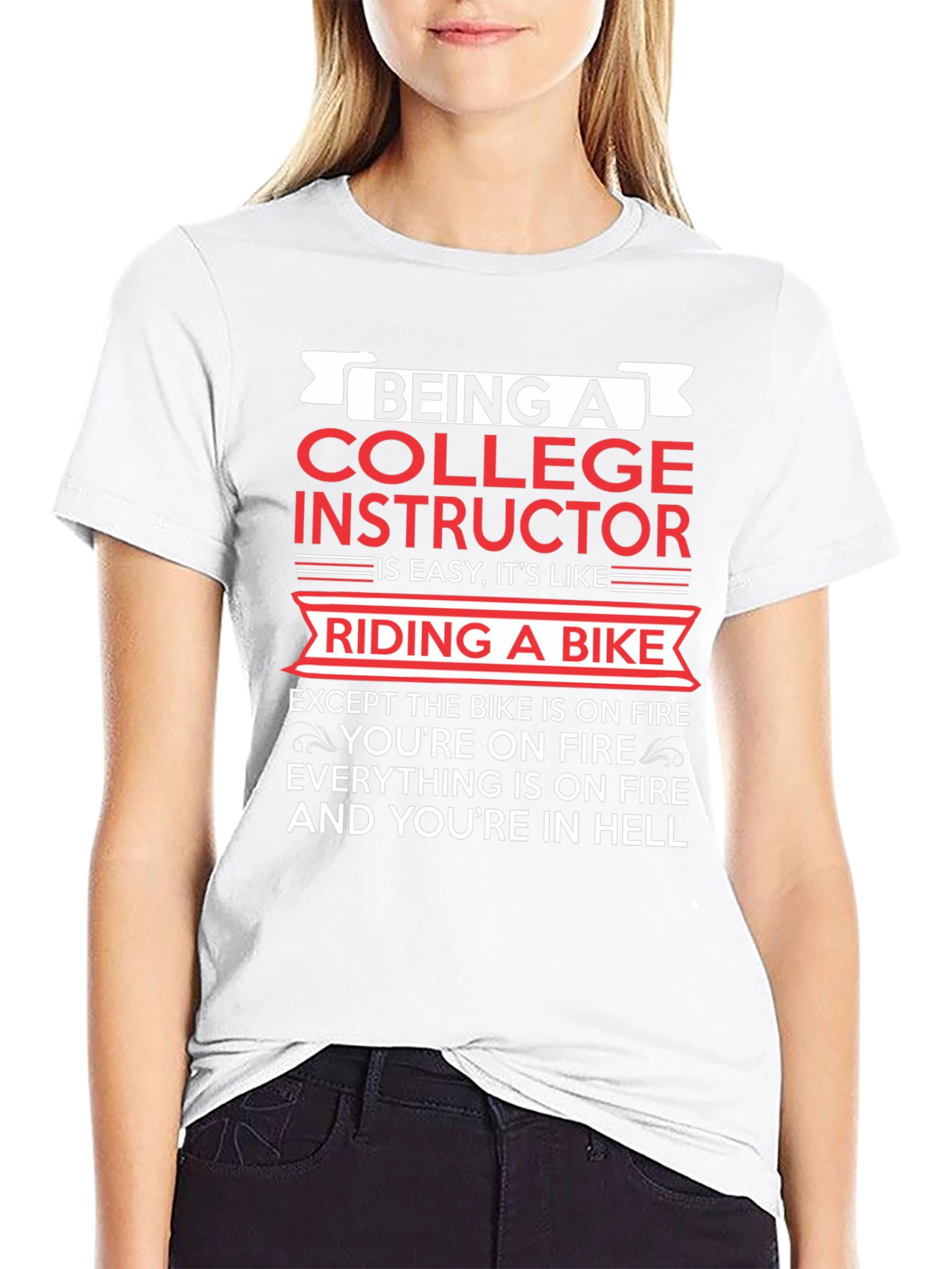 College Instructor Bike On Fire Graphic T-Shirt
