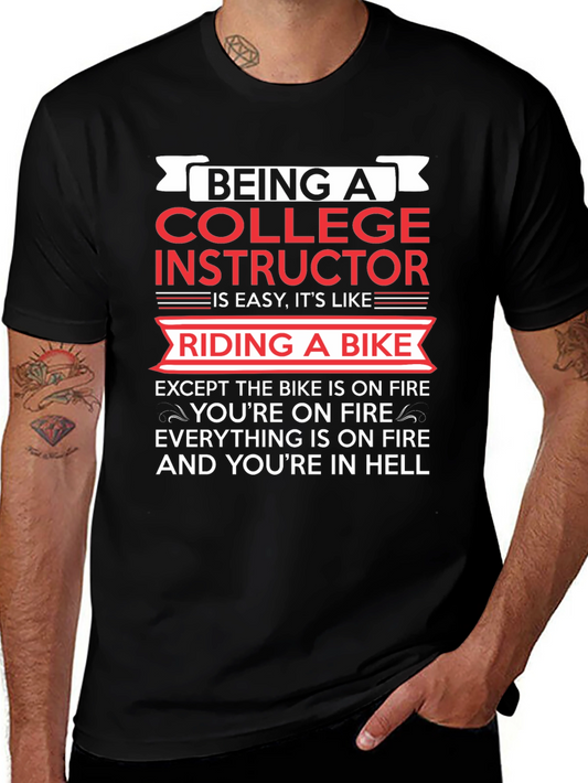 College Instructor Bike On Fire Graphic T-Shirt