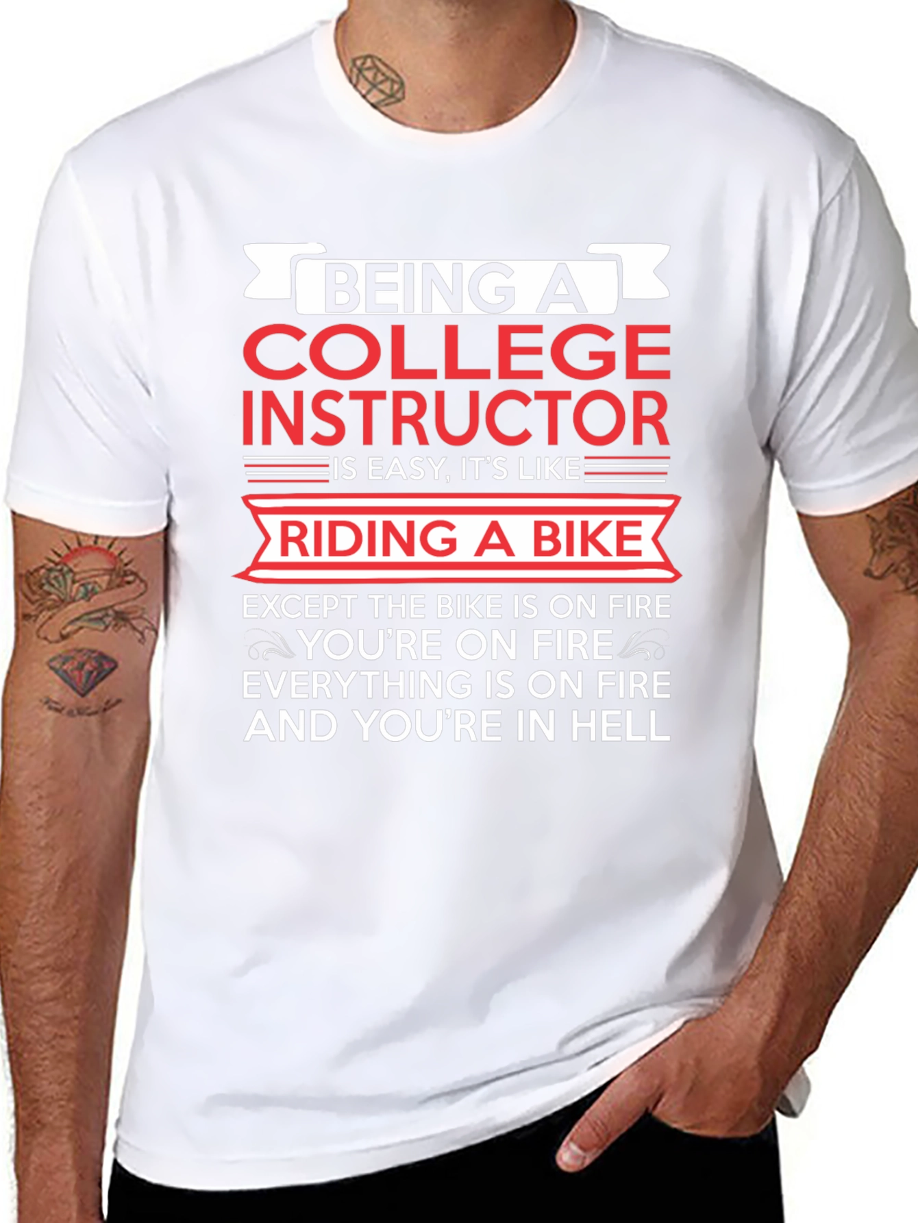 College Instructor Bike On Fire Graphic T-Shirt