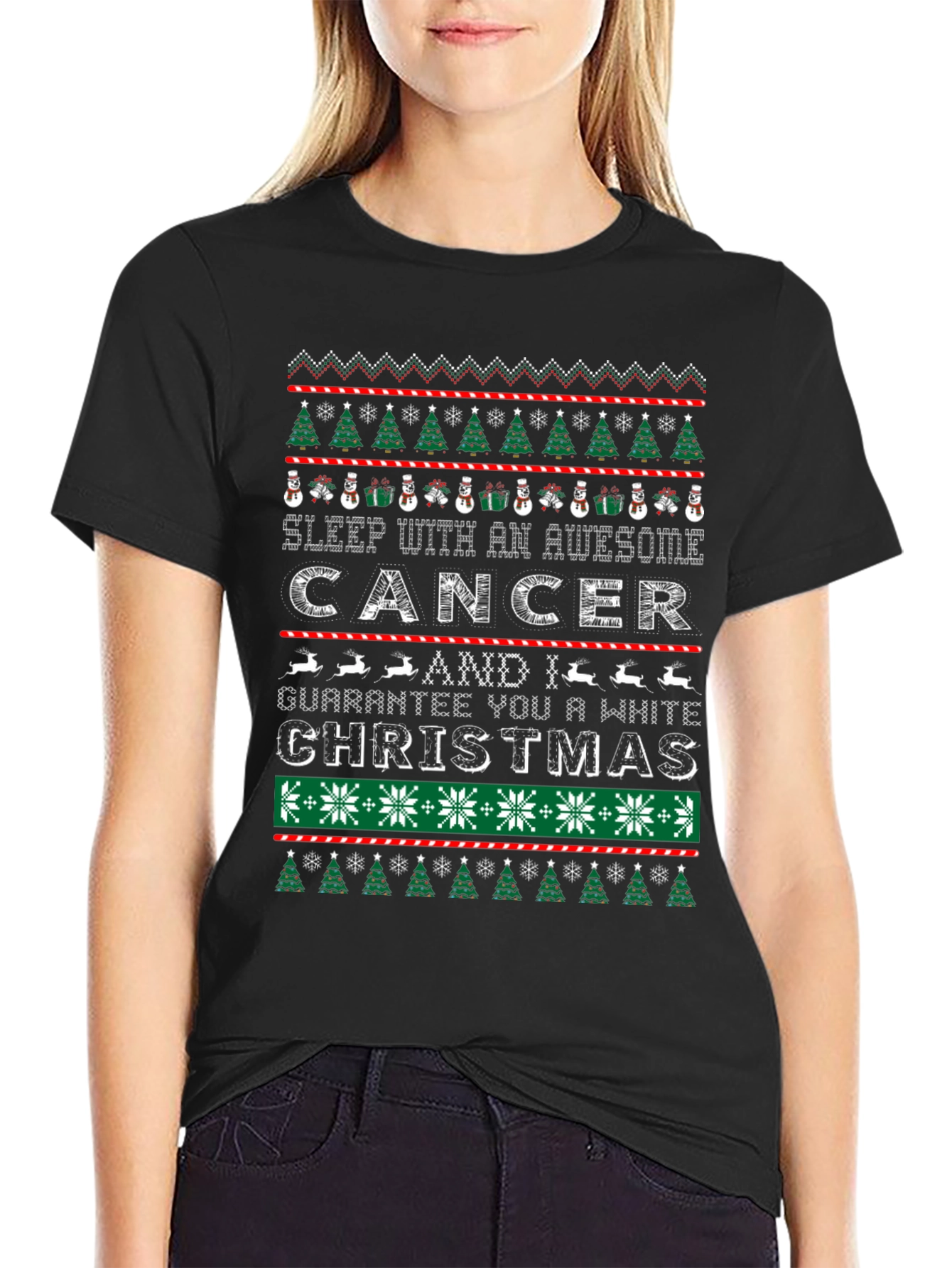 Awesome Cancer Christmas Graphic Tee