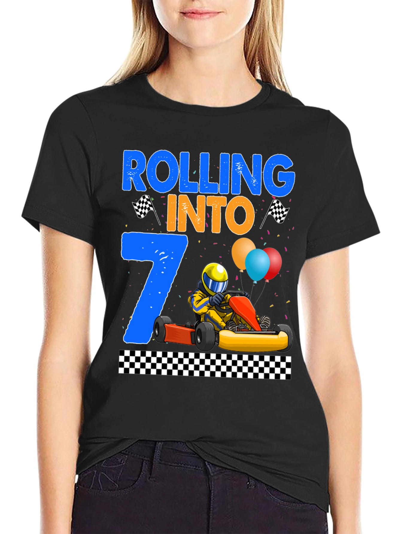 Rolling Into 7th Birthday Racing T-Shirt
