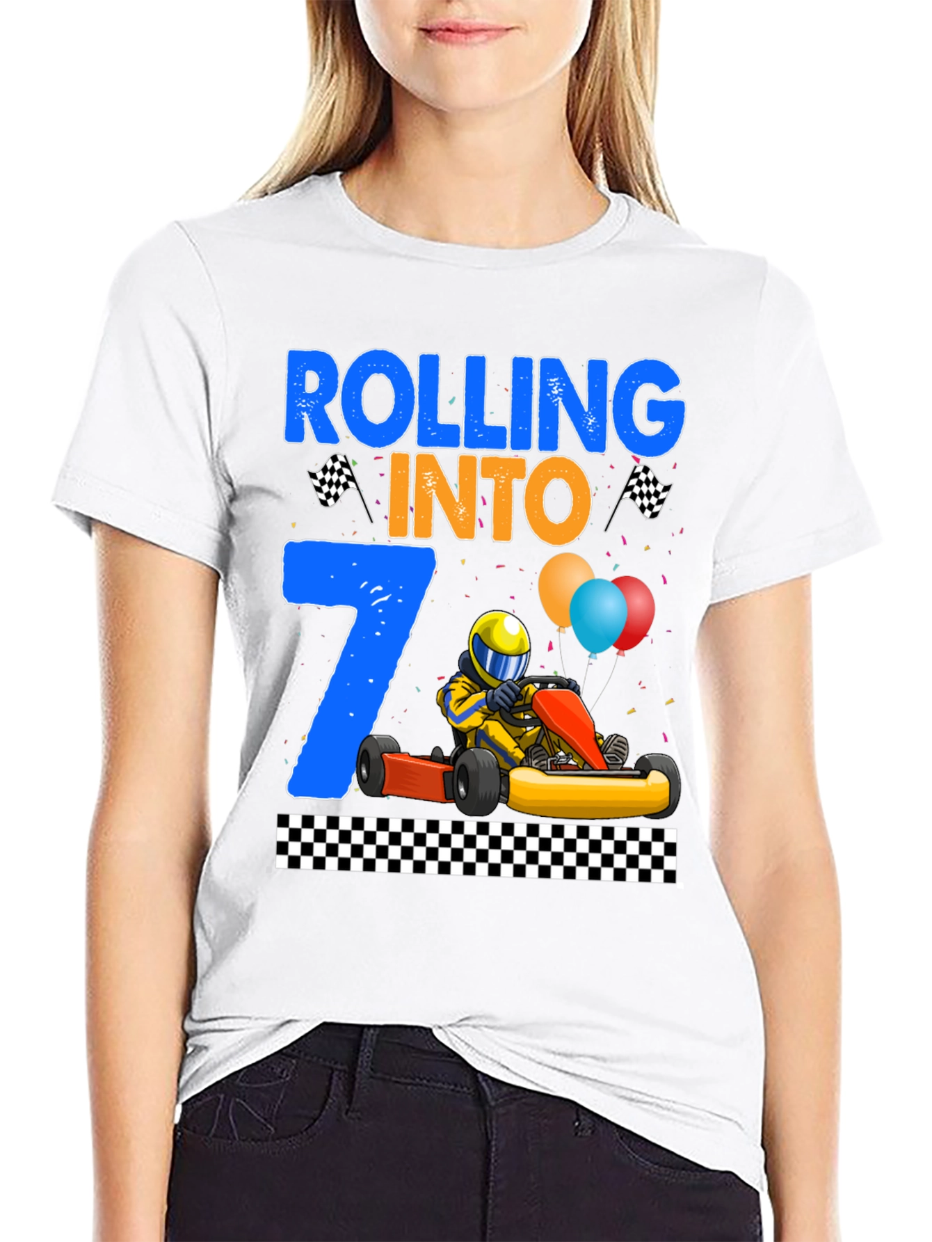 Rolling Into 7th Birthday Racing T-Shirt