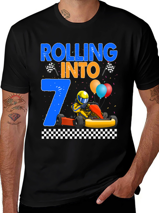Rolling Into 7th Birthday Racing T-Shirt