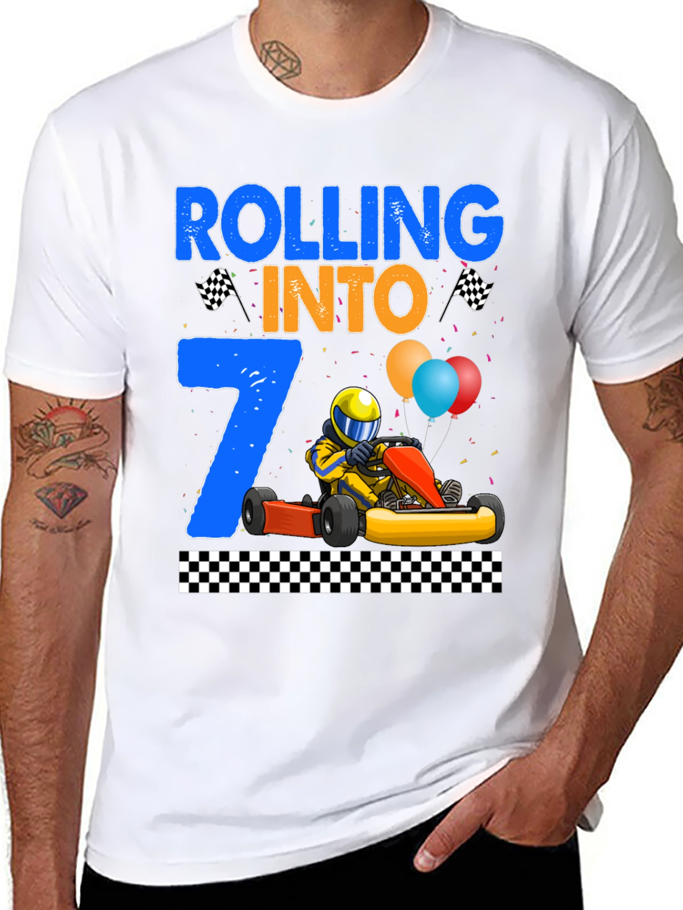 Rolling Into 7th Birthday Racing T-Shirt