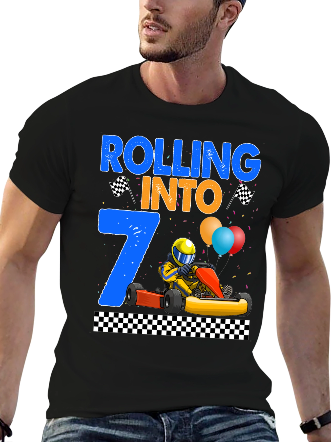 Rolling Into 7th Birthday Racing T-Shirt