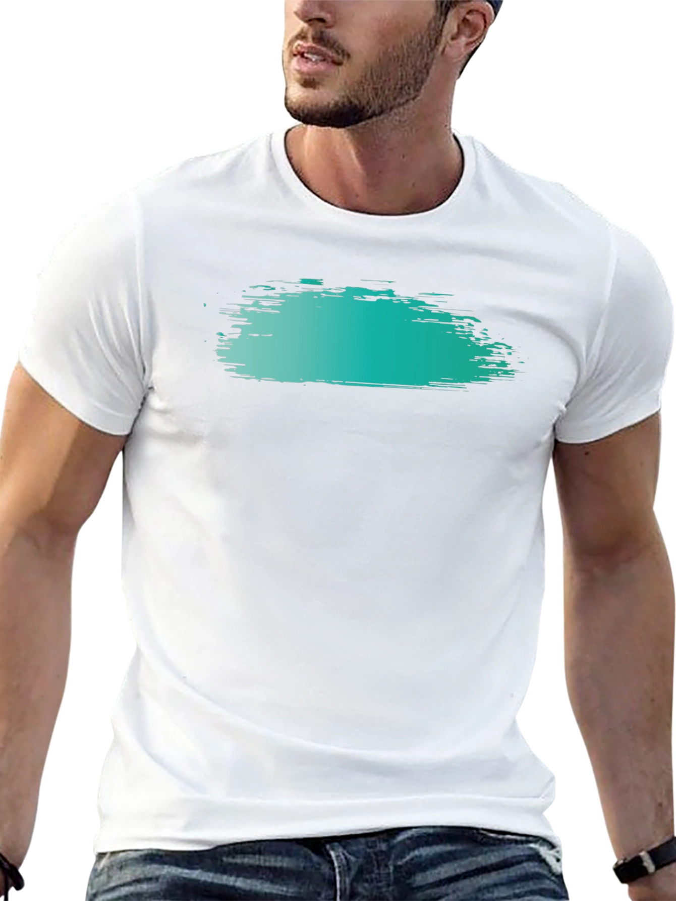 Trendy Brush Stroke Graphic Tee - Black