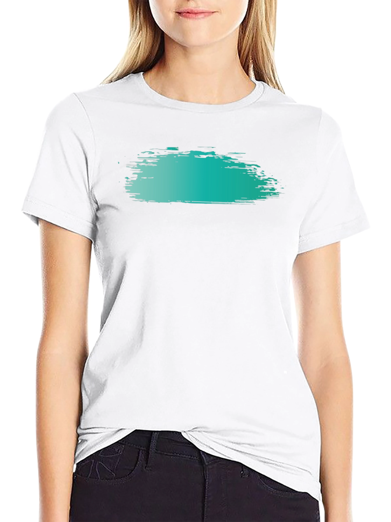 Trendy Brush Stroke Graphic Tee - Black