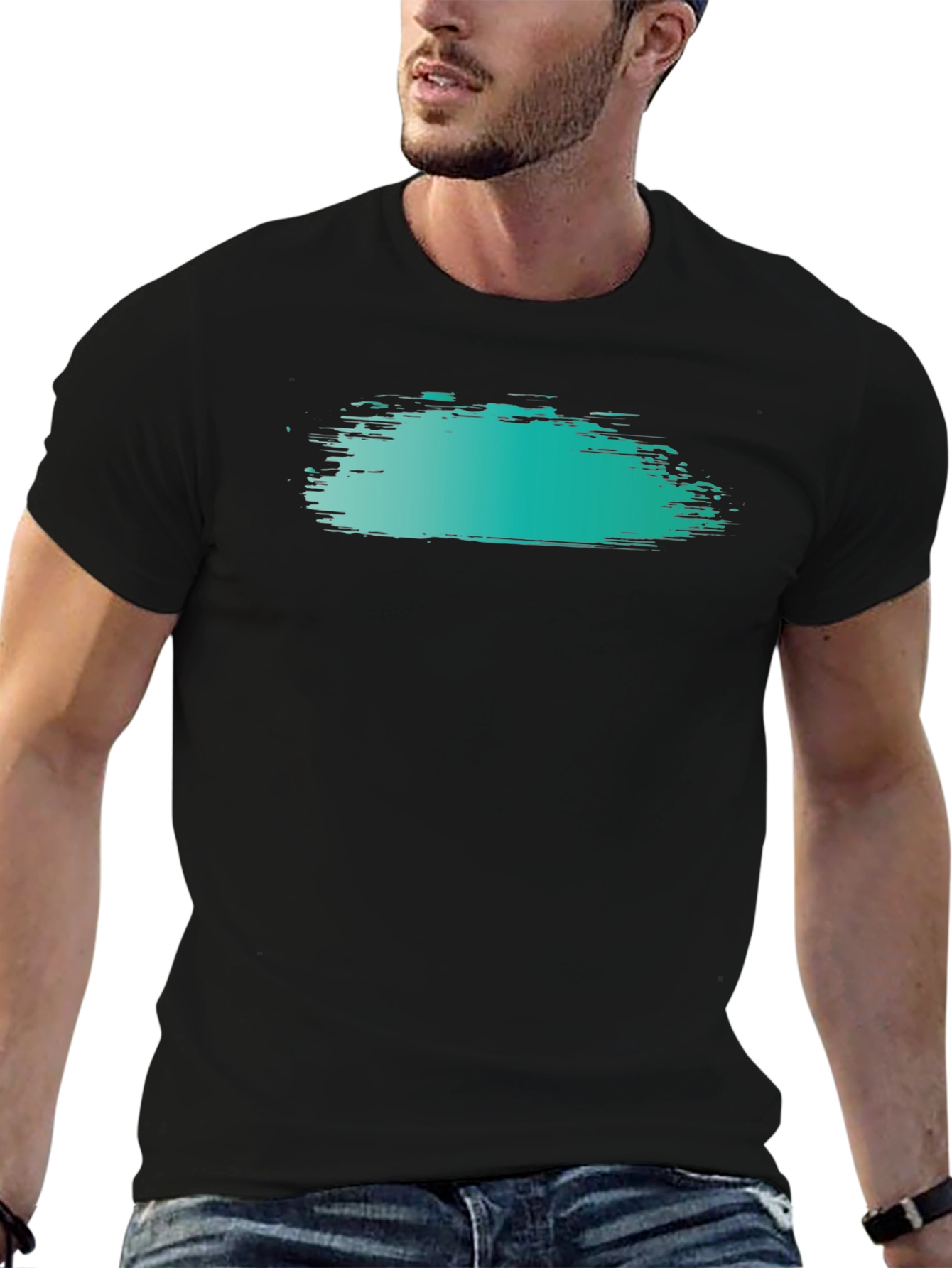 Trendy Brush Stroke Graphic Tee - Black