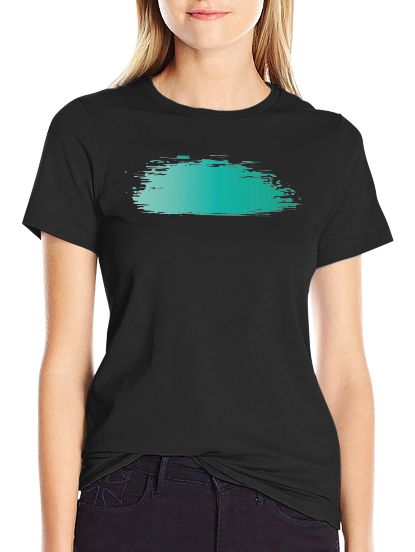 Trendy Brush Stroke Graphic Tee - Black