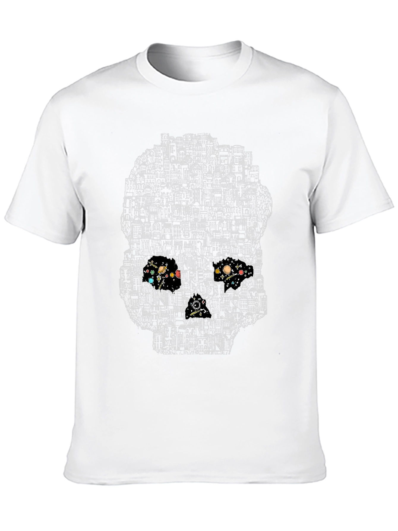 Cityscape Skull Graphic T-Shirt - Black