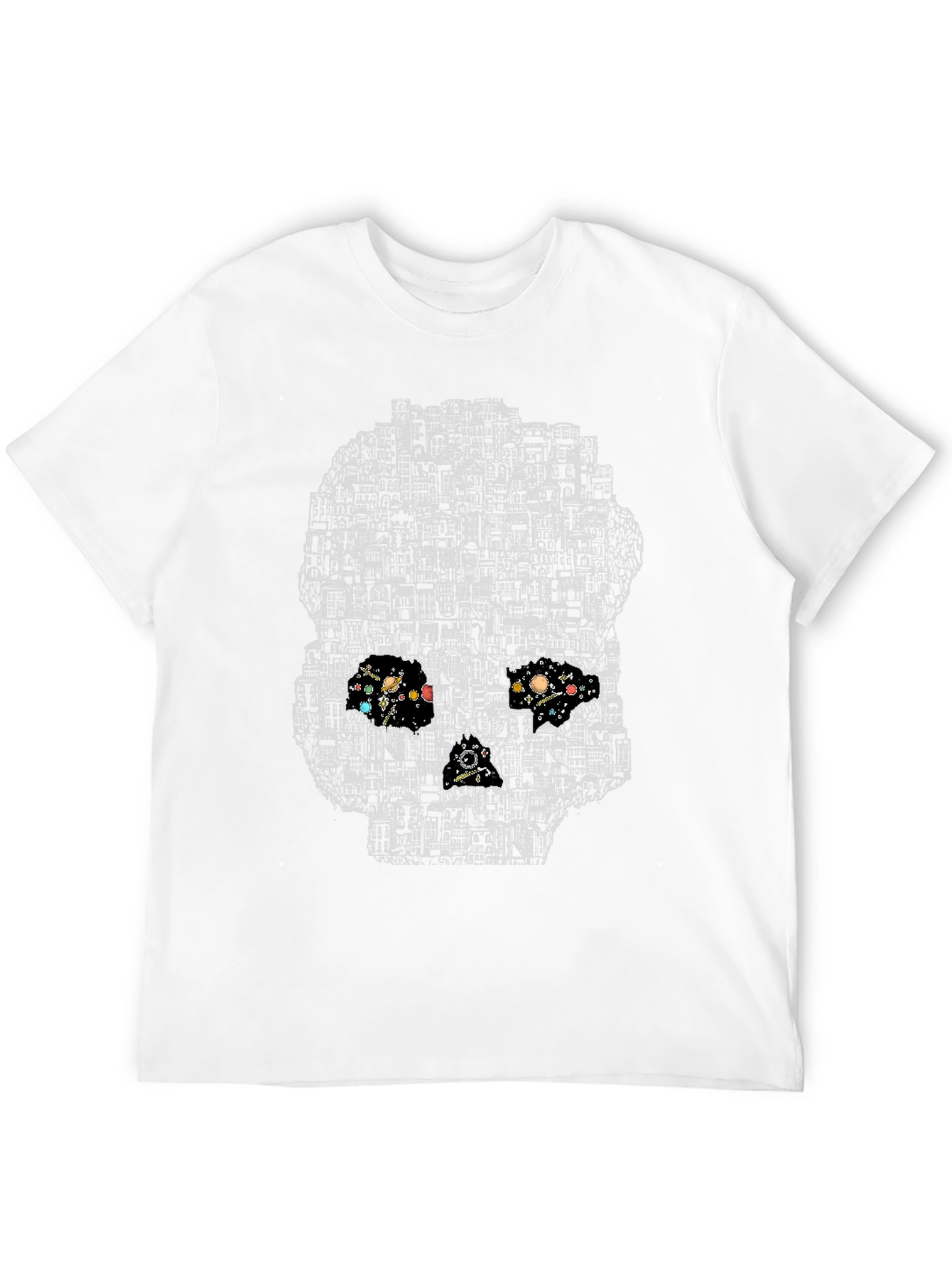 Cityscape Skull Graphic T-Shirt - Black