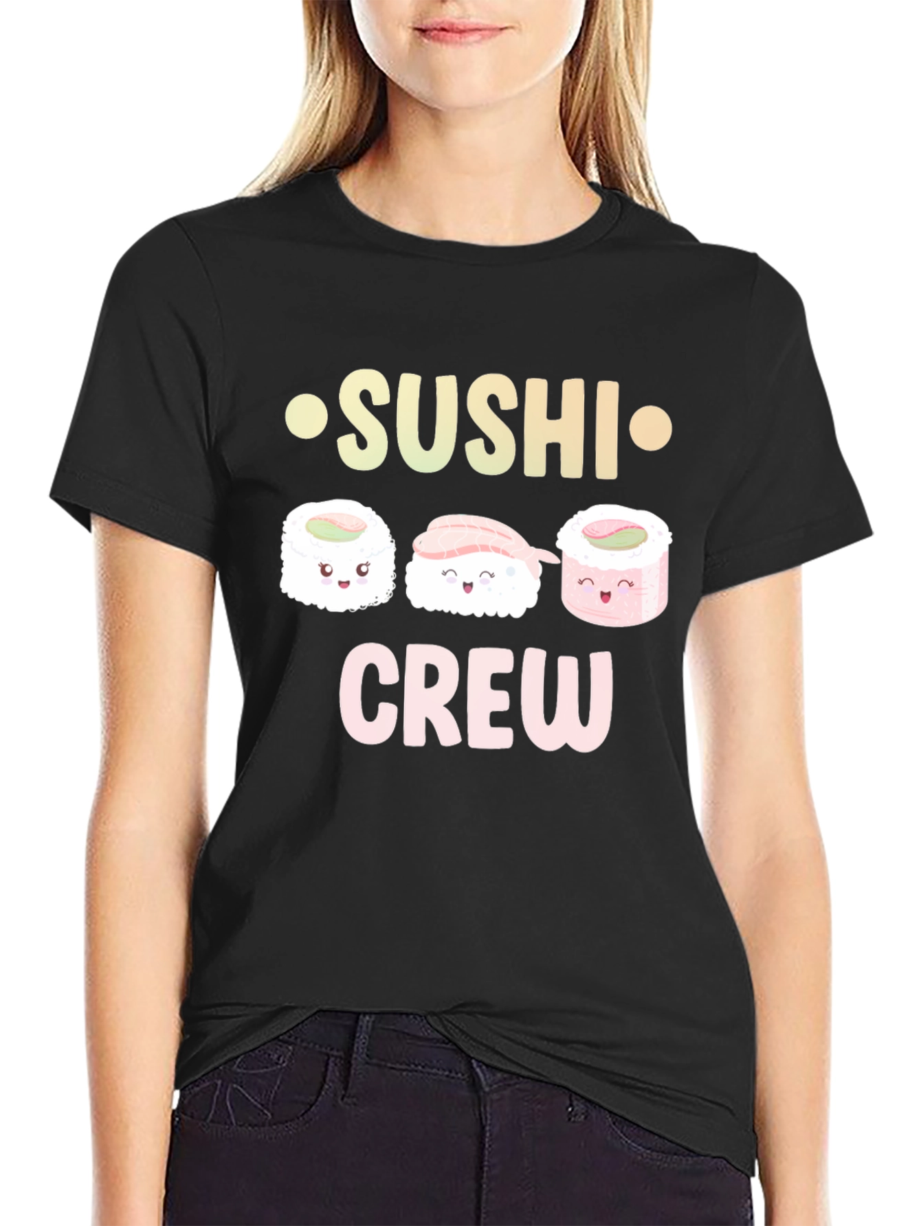Sushi Crew Black Graphic T-Shirt