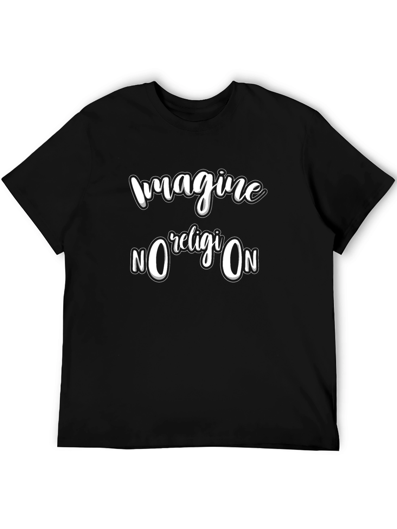 Imagine No Religion Black Graphic T-Shirt