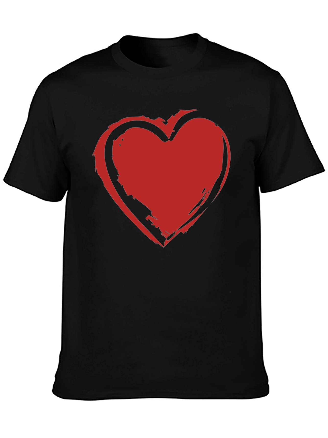 Bold Red Heart Graphic Black T-Shirt