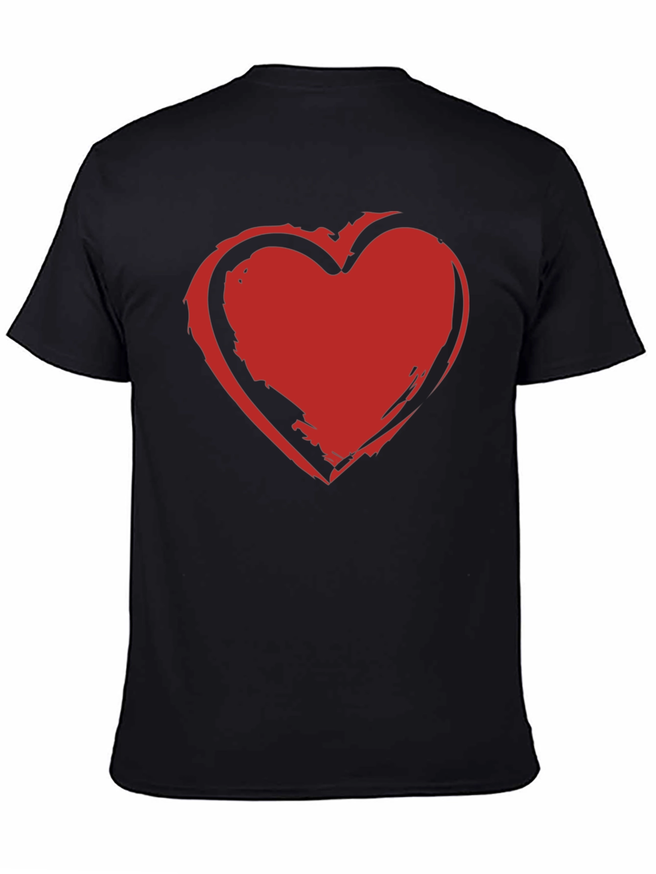 Bold Red Heart Graphic Black T-Shirt