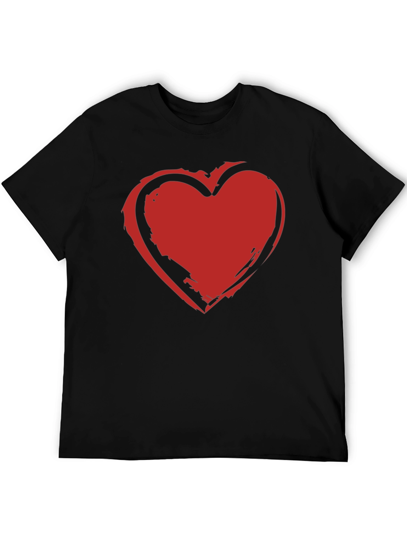 Bold Red Heart Graphic Black T-Shirt
