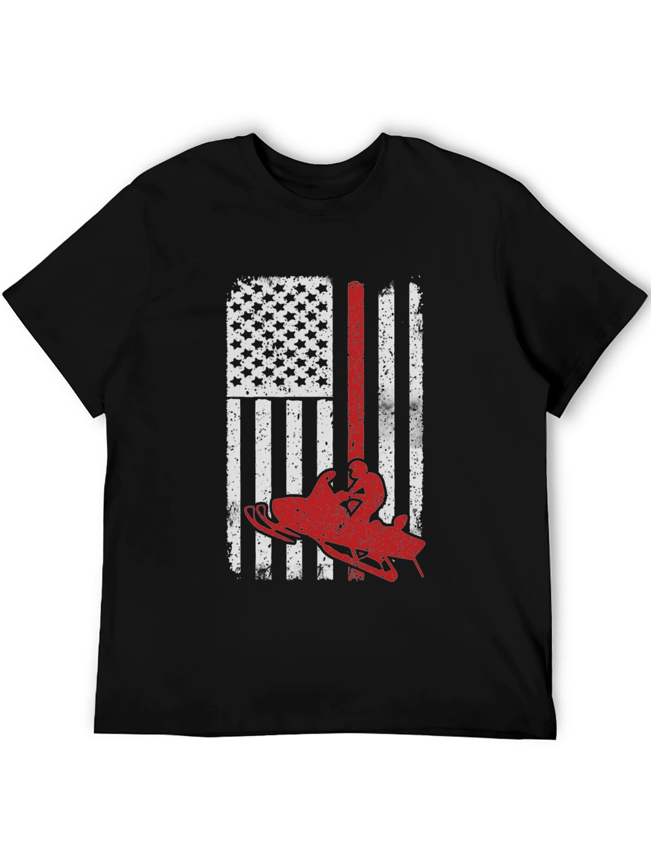 Snowmobile American Flag Graphic Tee