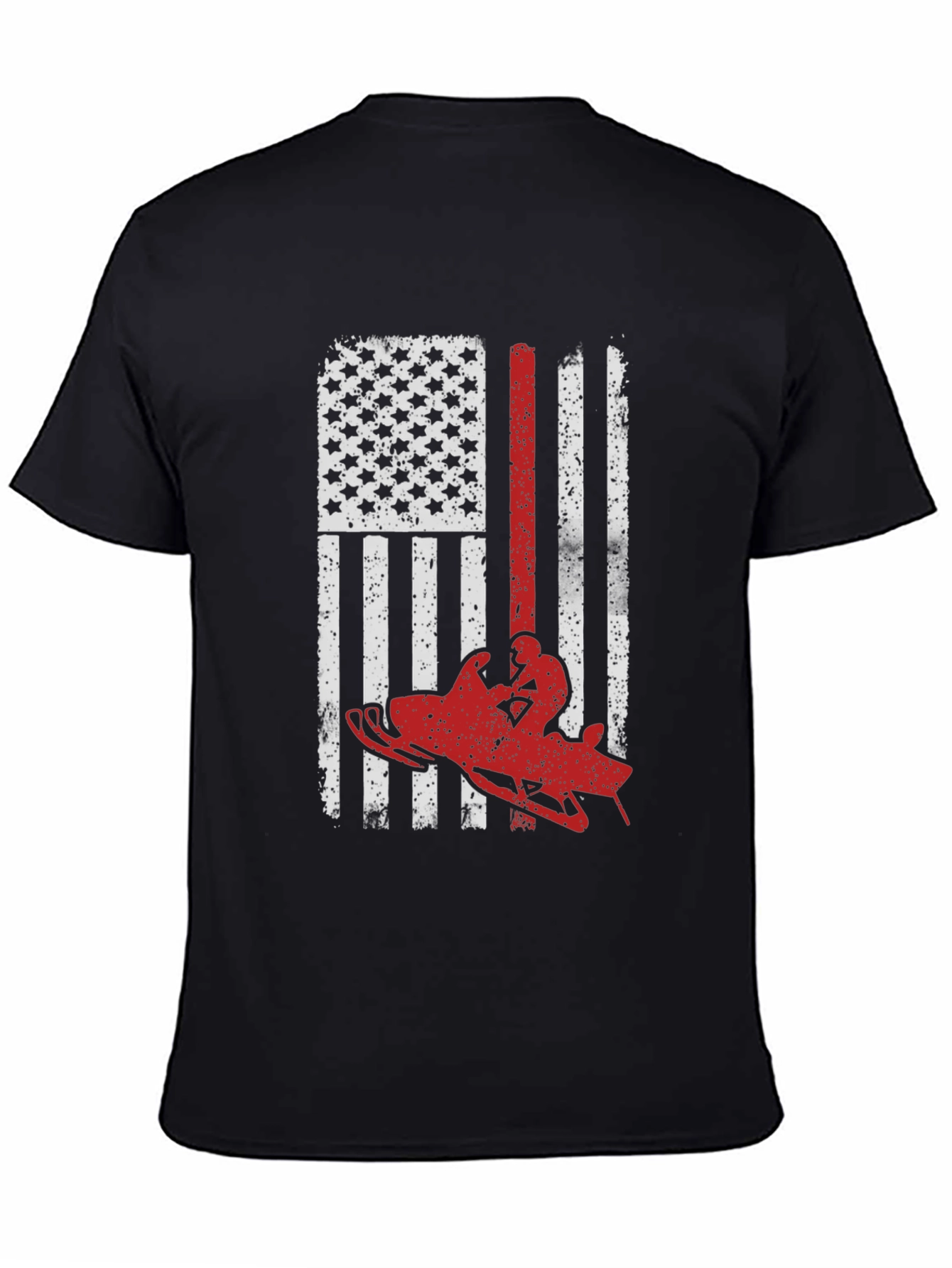 Snowmobile American Flag Graphic Tee