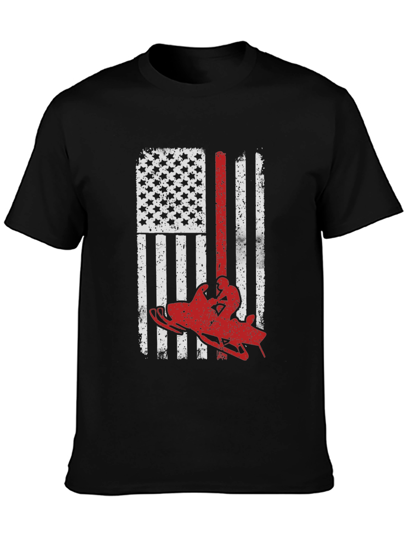 Snowmobile American Flag Graphic Tee