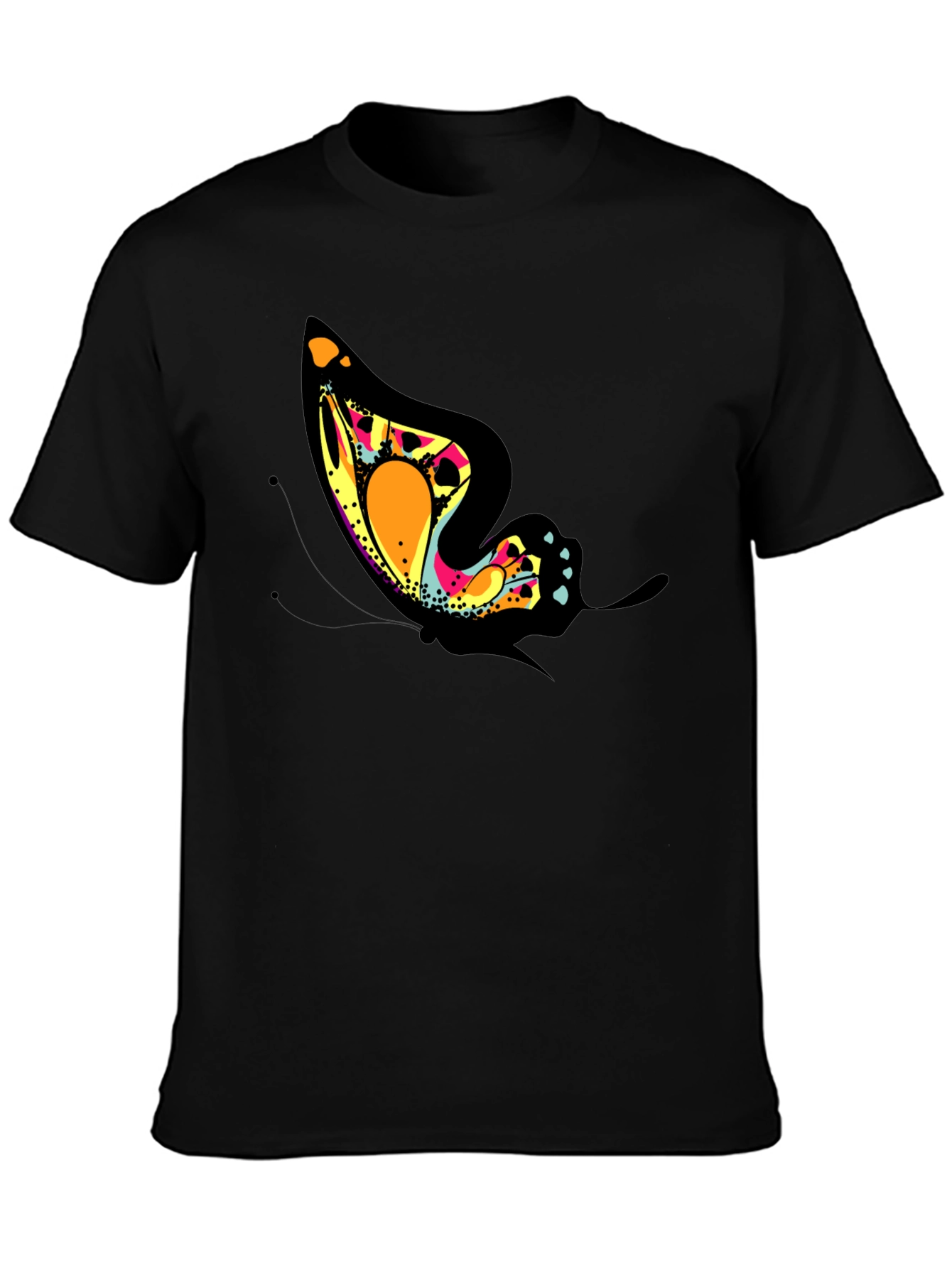 Butterfly Graphic Tee - Trendy Black T-Shirt