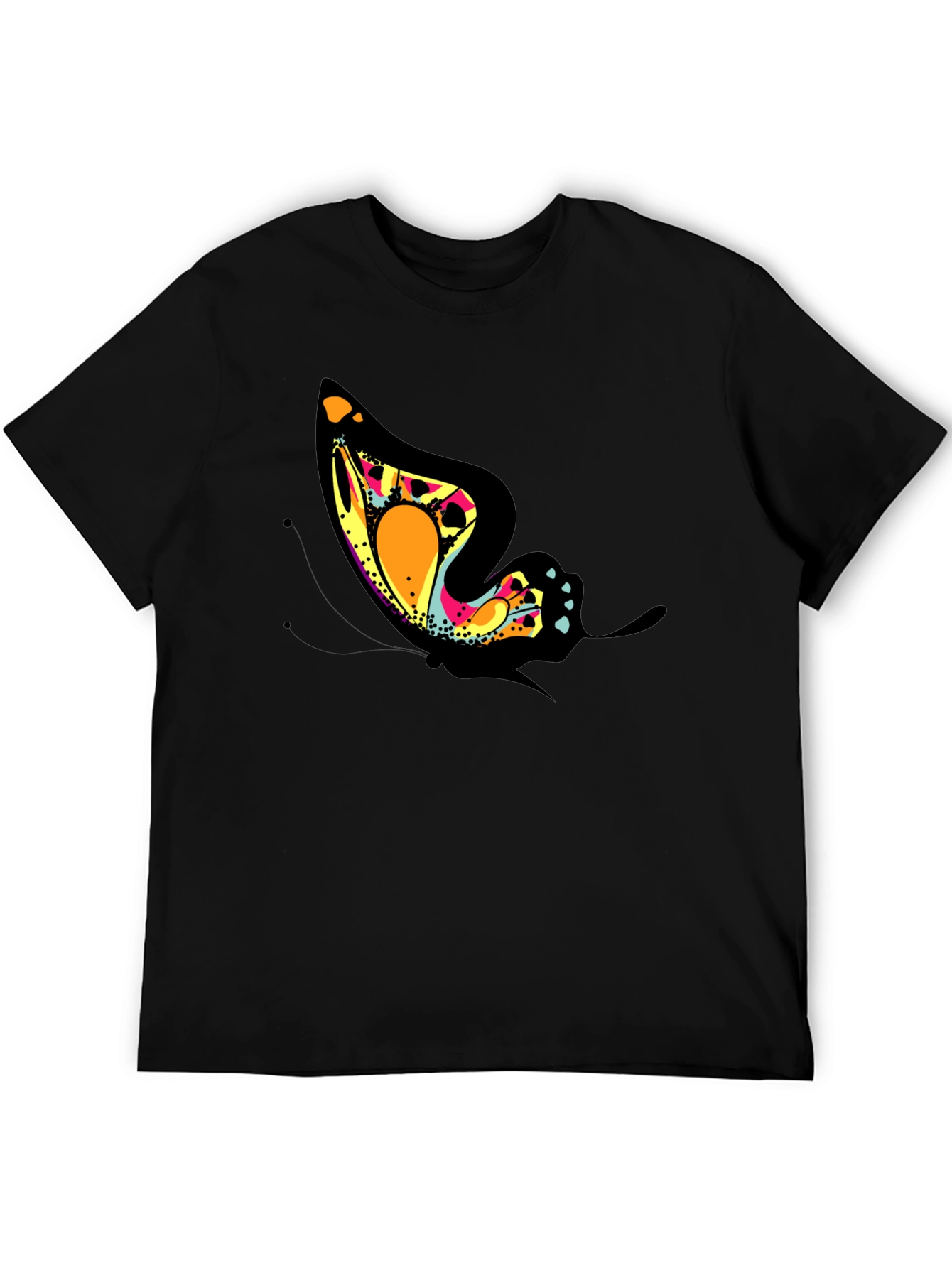 Butterfly Graphic Tee - Trendy Black T-Shirt