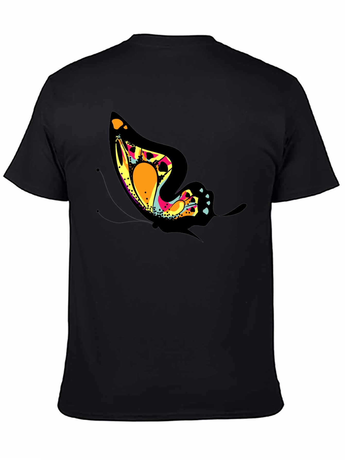 Butterfly Graphic Tee - Trendy Black T-Shirt