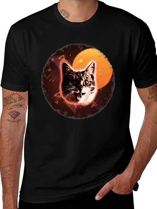 Retro Cat Graphic Tee - Black