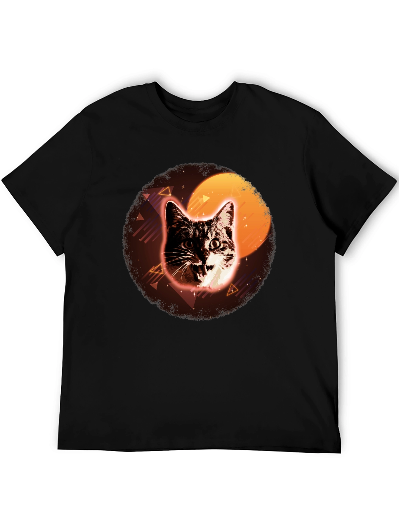 Retro Cat Graphic Tee - Black