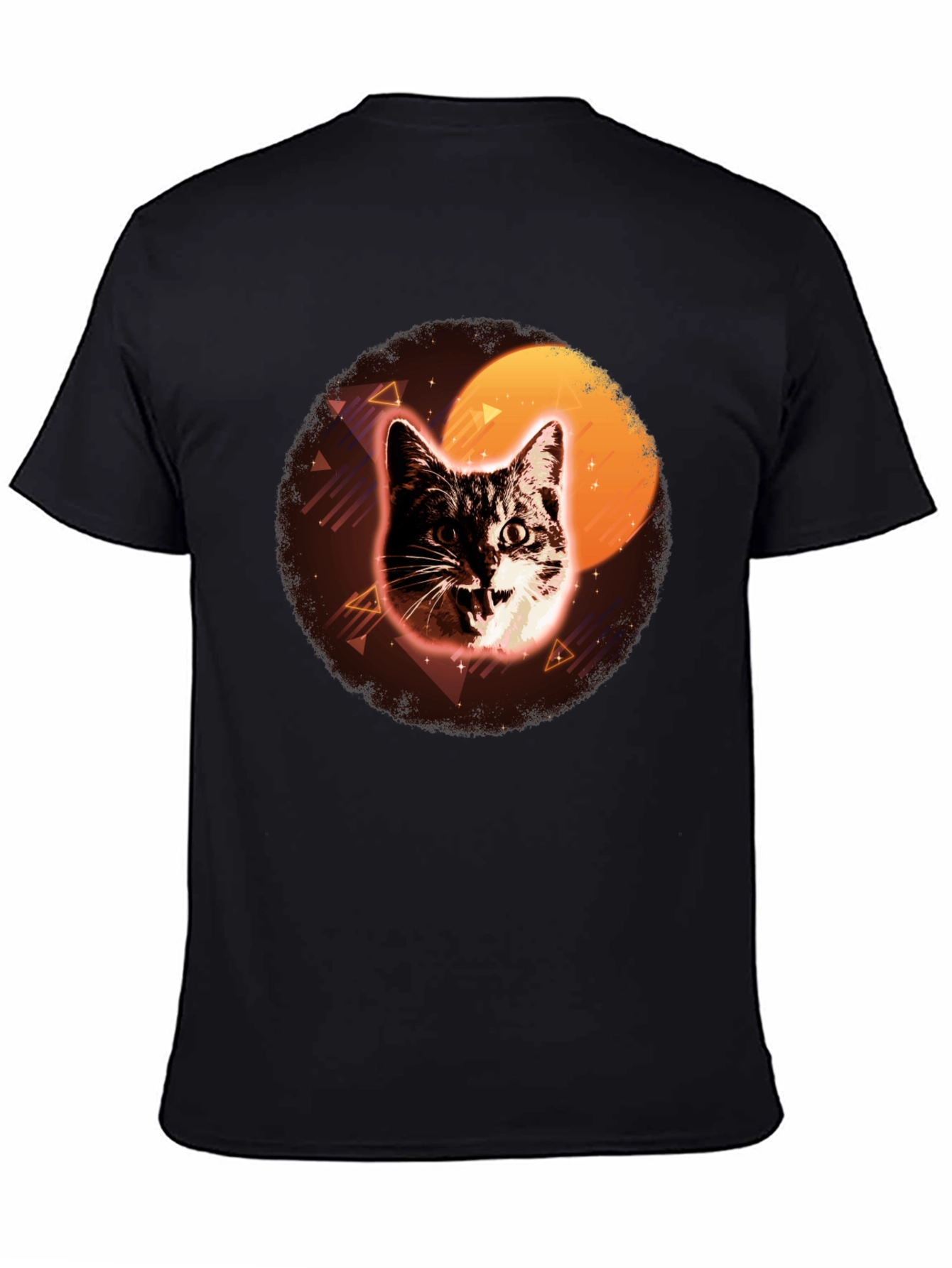 Retro Cat Graphic Tee - Black