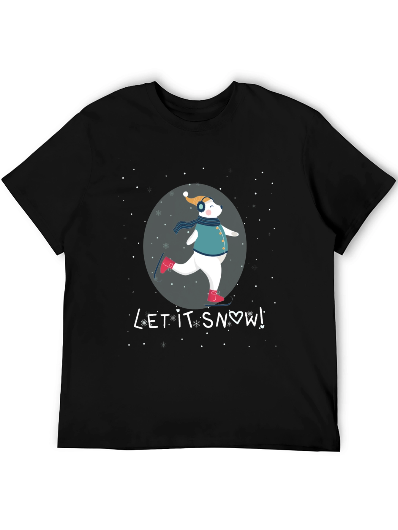 Winter Fun Tee: Skating Bear Let It Snow Design