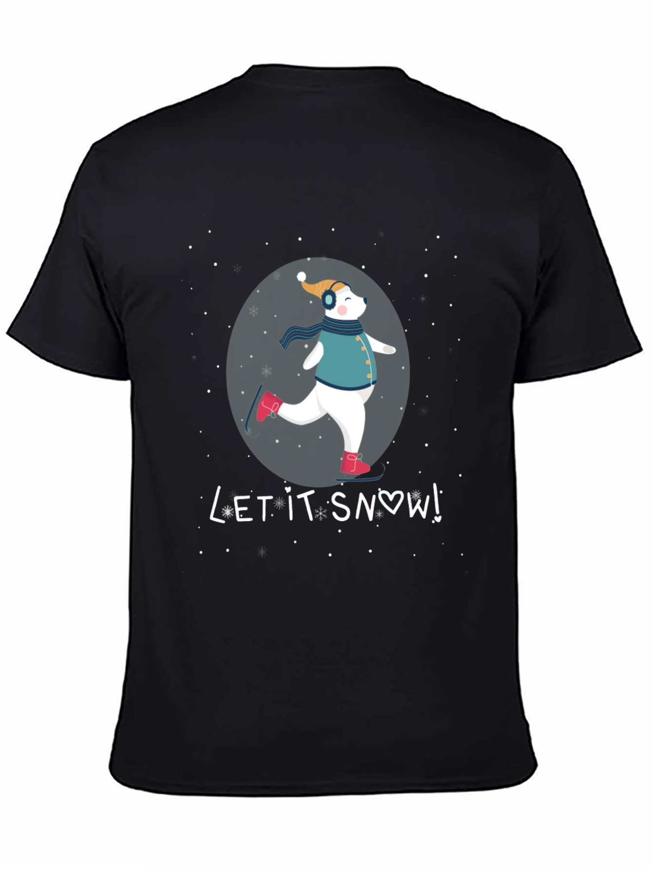 Winter Fun Tee: Skating Bear Let It Snow Design