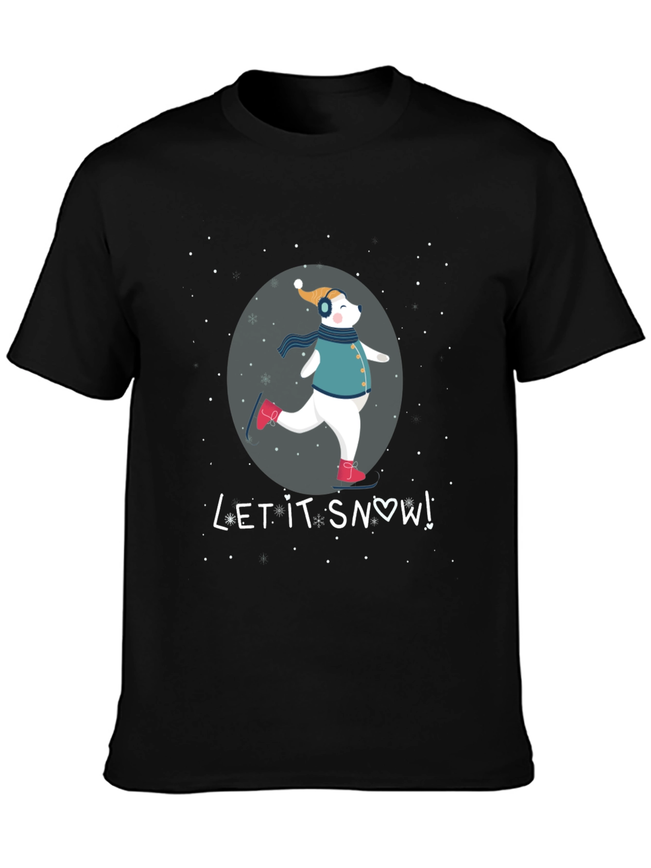 Winter Fun Tee: Skating Bear Let It Snow Design