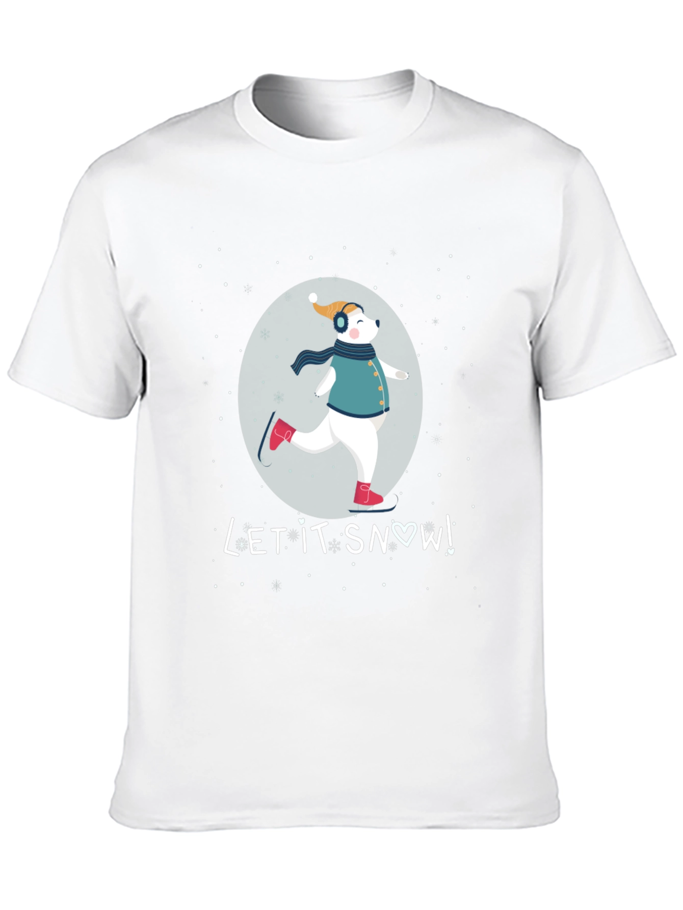 Winter Fun Tee: Skating Bear Let It Snow Design