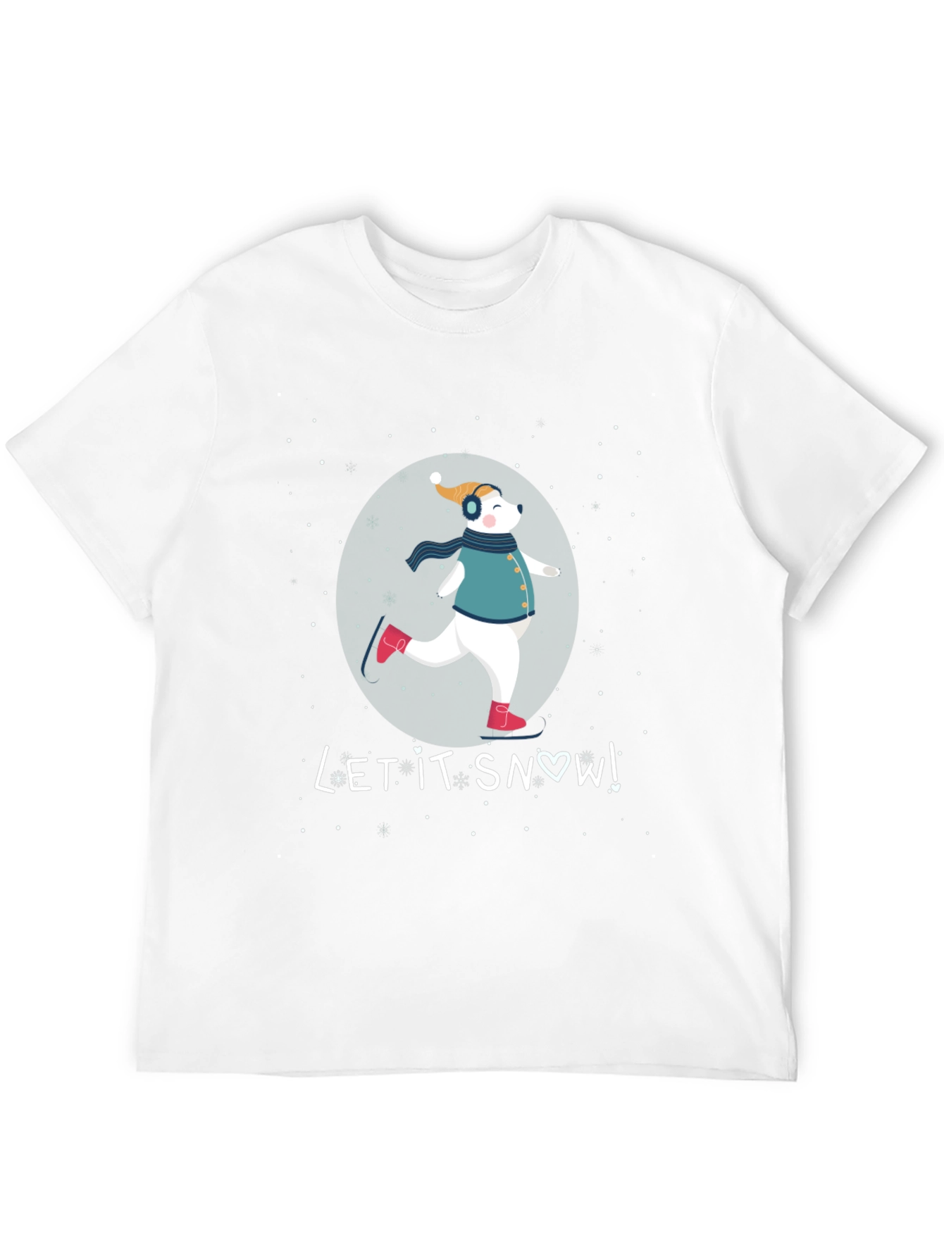 Winter Fun Tee: Skating Bear Let It Snow Design