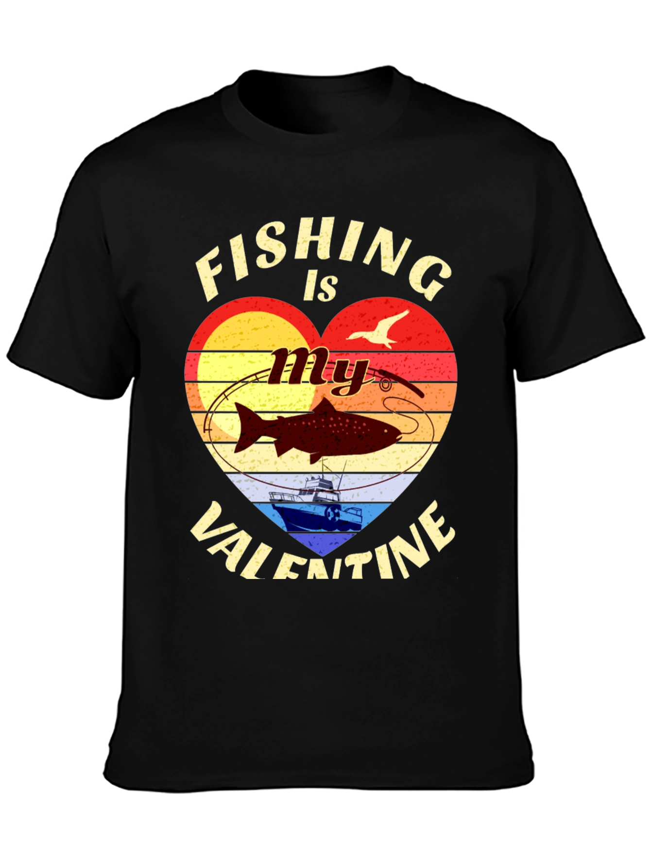 Fishing Valentines Day Graphic T-Shirt