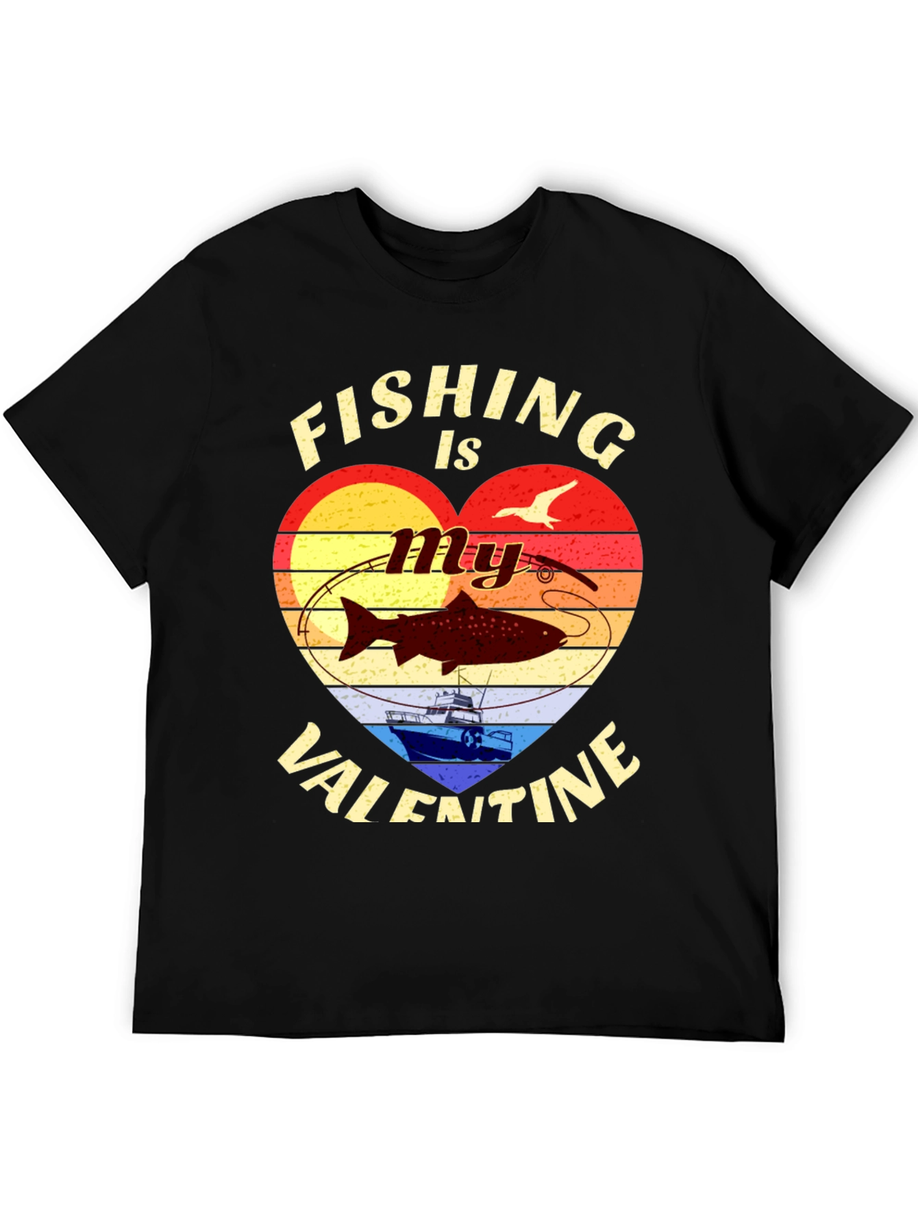 Fishing Valentines Day Graphic T-Shirt